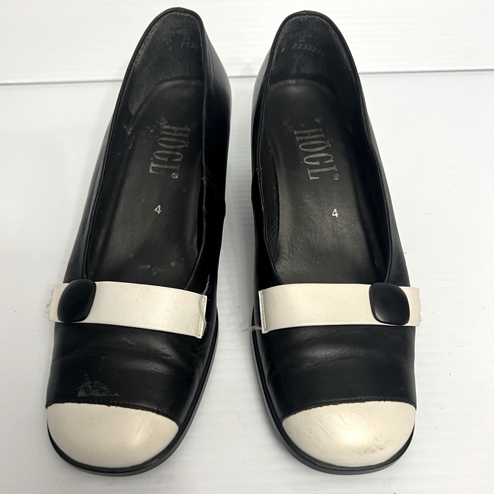 HOGL Stacked Heel black/white shoe Size 7.5